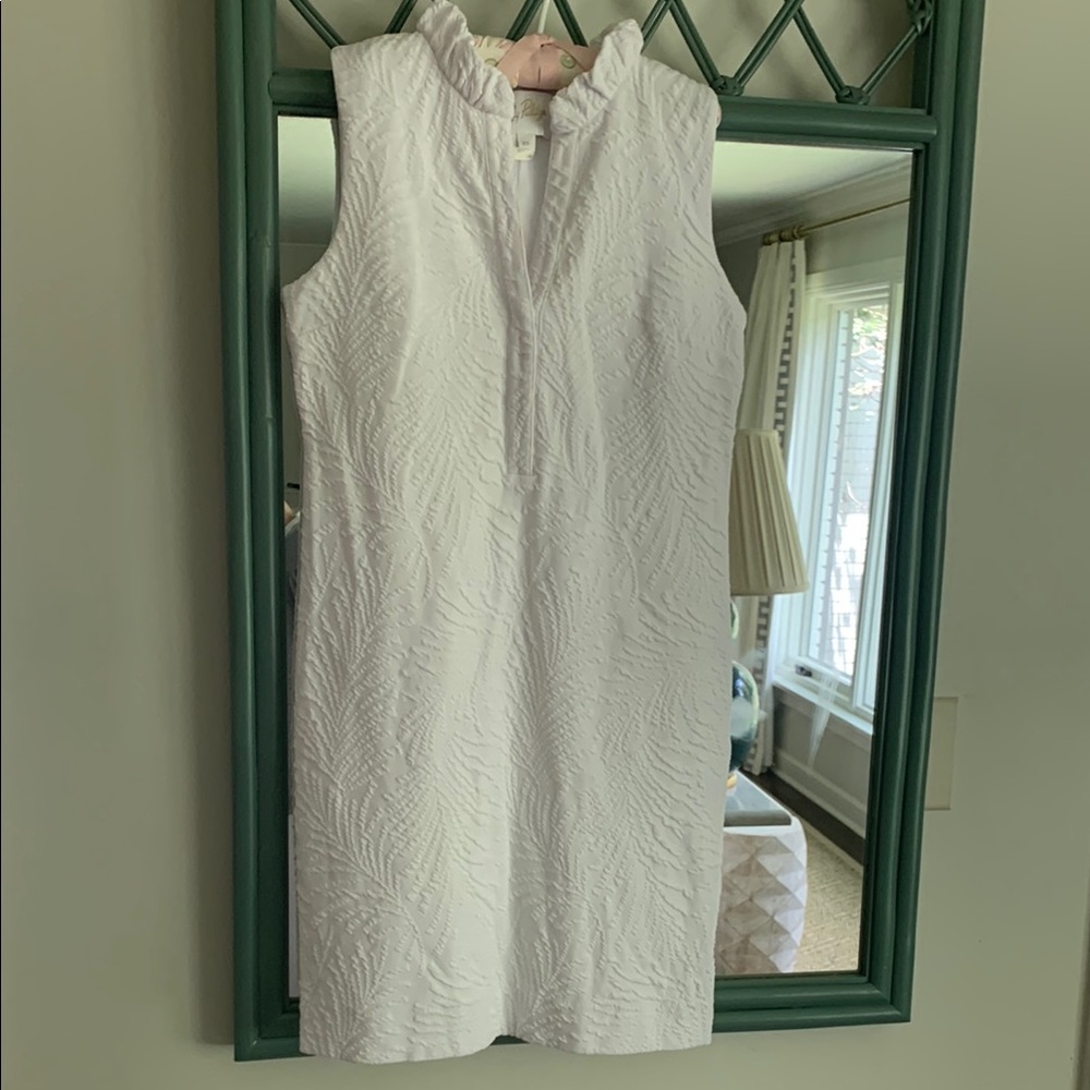 Lilly Pulitzer Elsey Shift Resort White Leafy Knit Pucker Jacquard XS